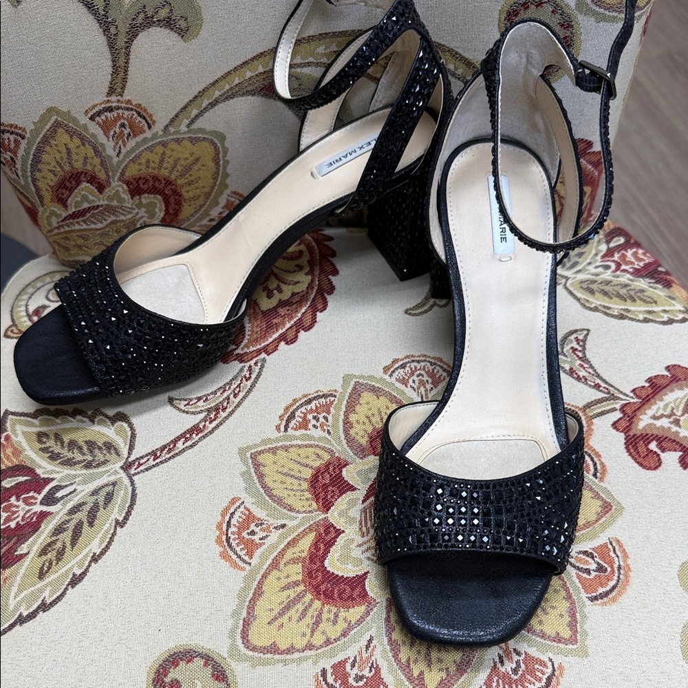 Alex Marie Black Embellished Heels
